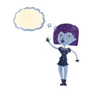 cartoon pretty vampire girl with thought bubble N3