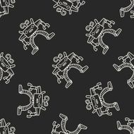 robot doodle seamless pattern background N185