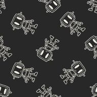 robot doodle seamless pattern background N192