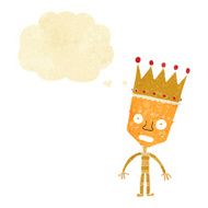 cartoon robot with crown thought bubble