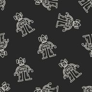 robot doodle seamless pattern background N194