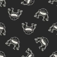 robot doodle seamless pattern background N195