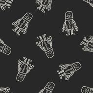 robot doodle seamless pattern background N196