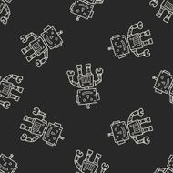robot doodle seamless pattern background N197