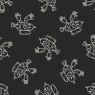 robot doodle seamless pattern background N198