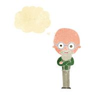 cartoon annoyed old man with thought bubble N8