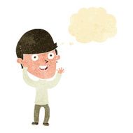 cartoon happy man with thought bubble N76