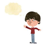cartoon worried man reaching with thought bubble N4
