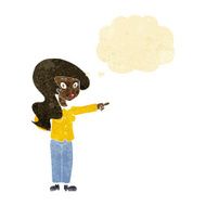 cartoon pretty woman pointing with thought bubble N7