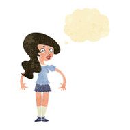 cartoon pretty woman with thought bubble N39