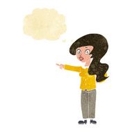 cartoon pretty woman pointing with thought bubble N8