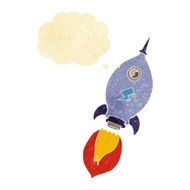 cartoon spaceship with thought bubble