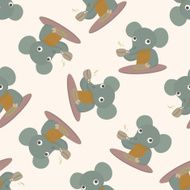 animal ephant having afternoon tea cartoon seamless pattern background
