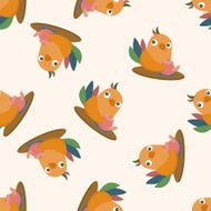 animal bird having afternoon tea cartoon seamless pattern background