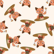 animal cat having afternoon tea cartoon seamless pattern background