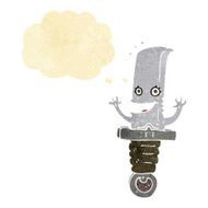 crazy cartoon knife character with thought bubble N2