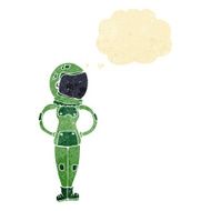cartoon female astronaut with thought bubble N4