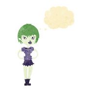 cartoon pretty vampire girl with thought bubble N6