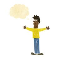 cartoon happy man with thought bubble N77