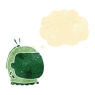cartoon astronaut helmet with thought bubble N4