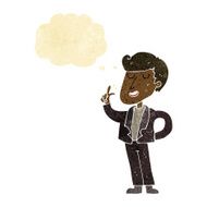 cartoon cool guy snapping fingers with thought bubble