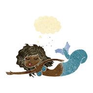 cartoon mermaid with thought bubble N9