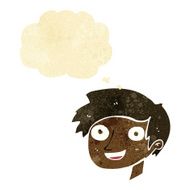 cartoon happy boy face with thought bubble N7