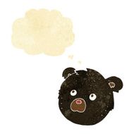 cartoon black bear face with thought bubble N5