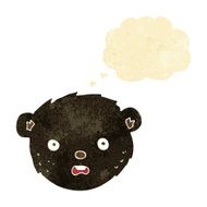 cartoon black bear face with thought bubble N6