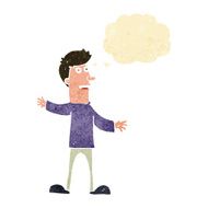 cartoon surprised man with thought bubble N17