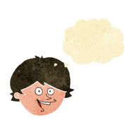 cartoon happy boy face with thought bubble N10