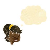 cartoon pretty female face with thought bubble N17