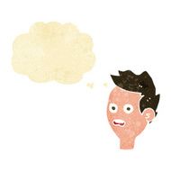 cartoon shocked man with thought bubble N20