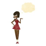 cartoon pretty woman with thought bubble N40