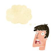 cartoon shocked man with thought bubble N21