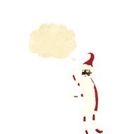 cartoon skinny santa with thought bubble