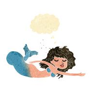 cartoon mermaid with thought bubble N10