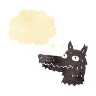 cartoon wolf head with thought bubble N3