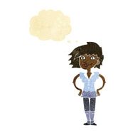 cartoon woman with hands on hips thought bubble N41