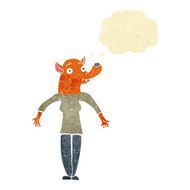 cartoon fox woman with thought bubble