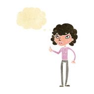 cartoon woman giving thumbs up symbol with thought bubble N8