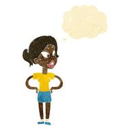 cartoon woman with hands on hips thought bubble N42