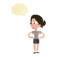 cartoon woman with hands on hips thought bubble N43