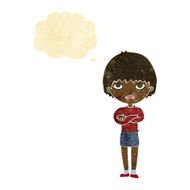 cartoon woman with crossed arms thought bubble N6