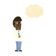 cartoon nervous man with thought bubble N23