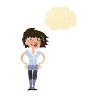 cartoon woman with hands on hips thought bubble N44