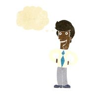cartoon happy man with thought bubble N79