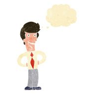 cartoon happy man with thought bubble N80