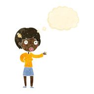cartoon waving woman with thought bubble N21