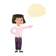 cartoon woman pointing with thought bubble N27